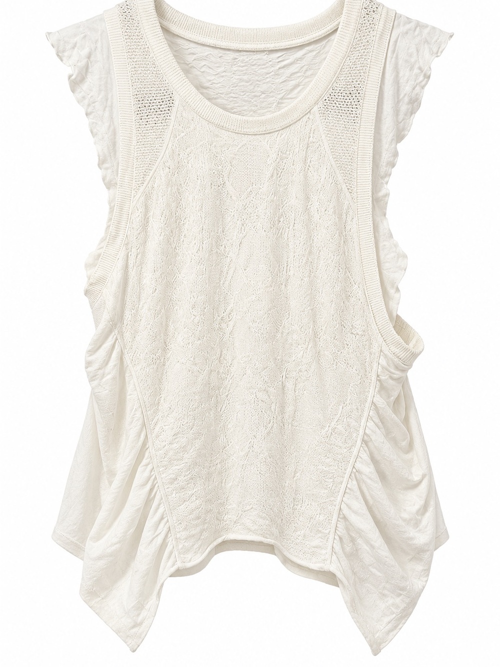 FP Movement by Free People Cream Lace-Front Tank